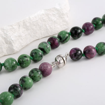 420ct Ruby Zoisite 20'' Necklace with 10mm Round Beads