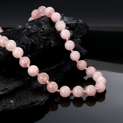 Morganite Necklace with Round Beads