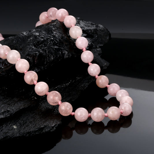 Morganite Necklace with Round Beads