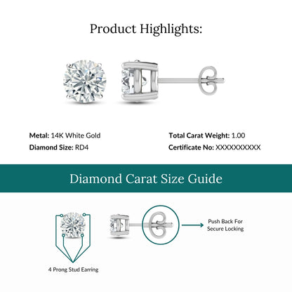 MEGA DOORBUSTER 1.00ct Lab Grown Diamond Earrings