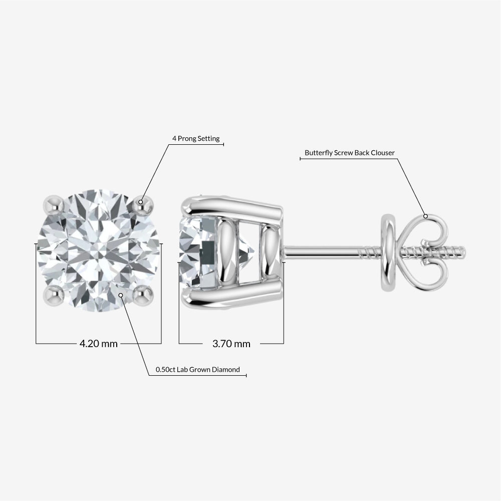 0.50ct Lab Grown Diamond Stud Earrings