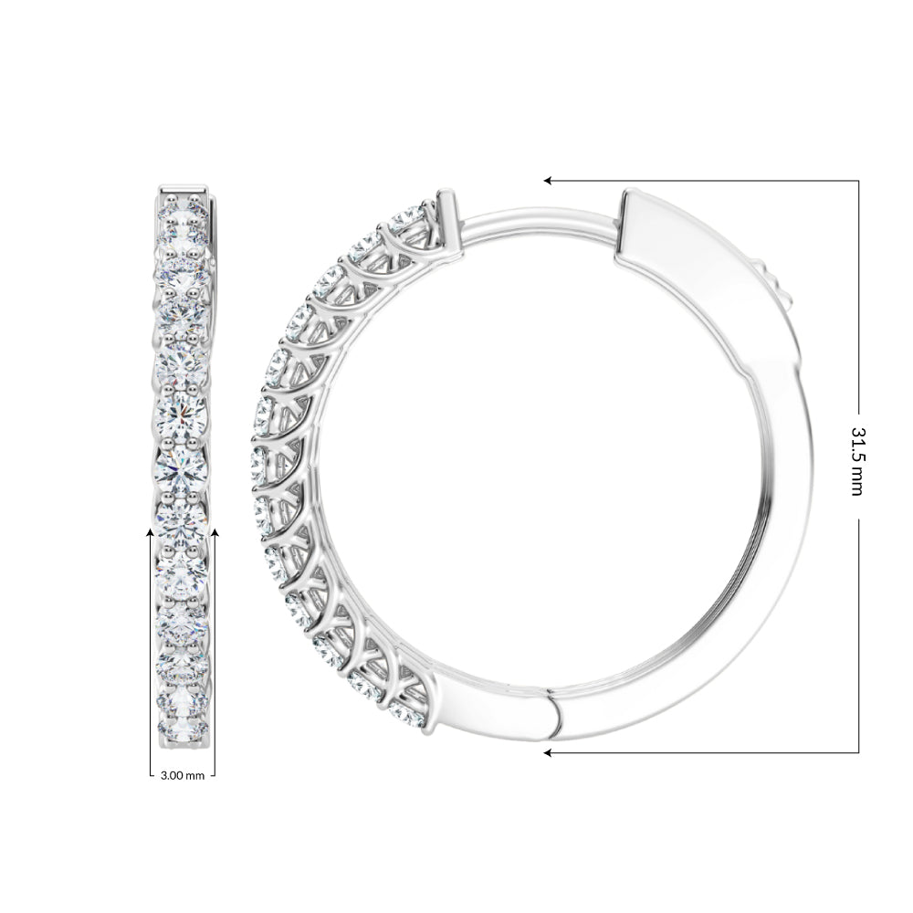 2.00ct  Lab Grown Diamond Hoop Earrings