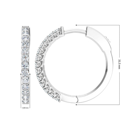 2.00ct  Lab Grown Diamond Hoop Earrings