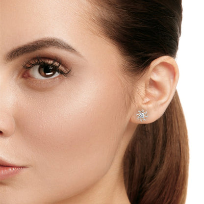 Radiant Floral Lab-Grown Diamond Stud Earrings