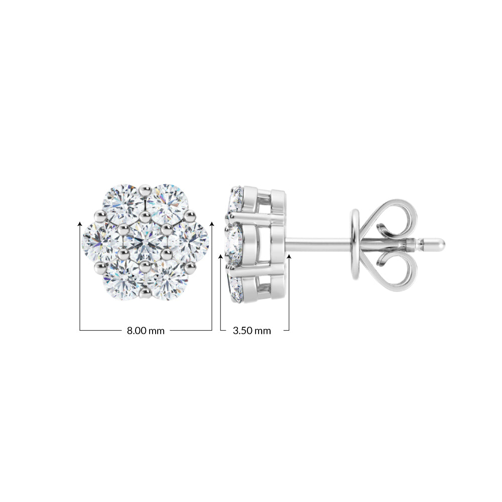 1.00ct Lab Grown Diamond Flower Earring