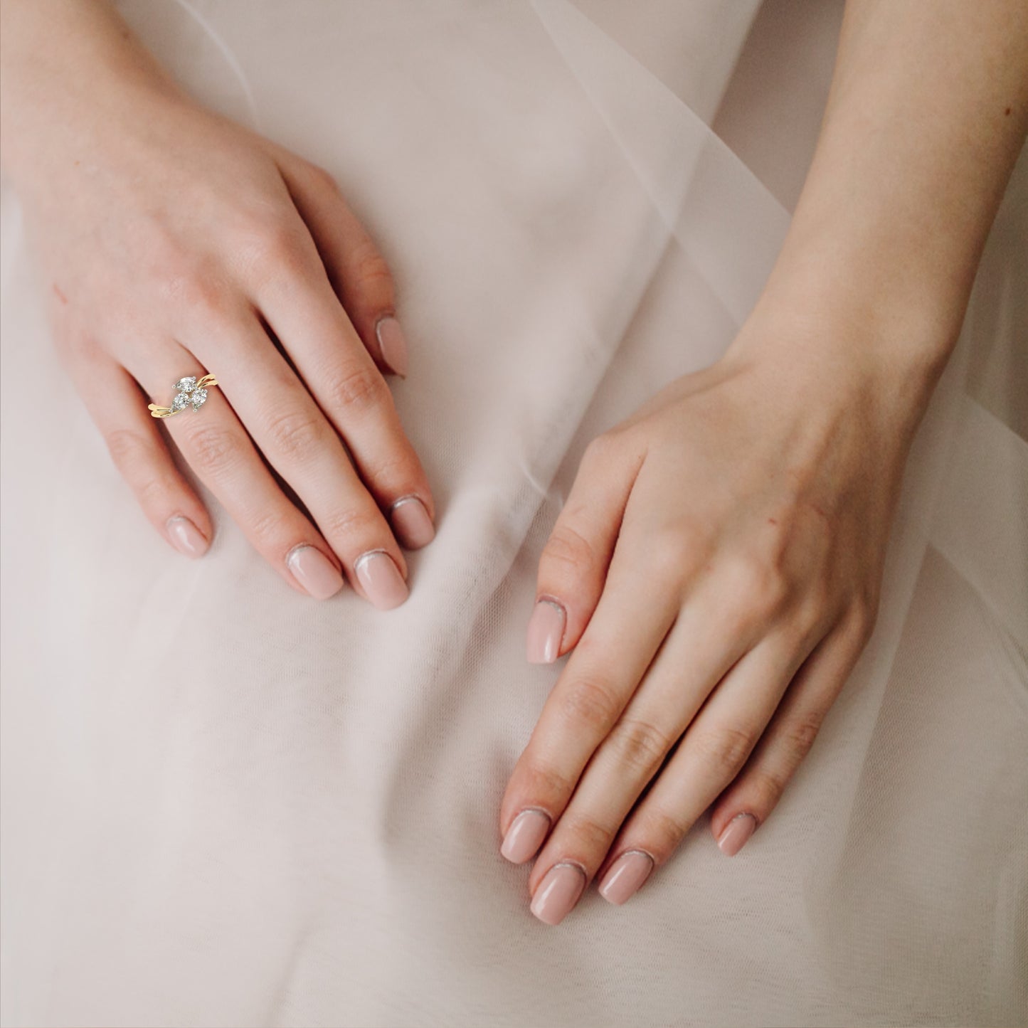 Elegant Three-Stone Pear Lab Grown Diamond Ring