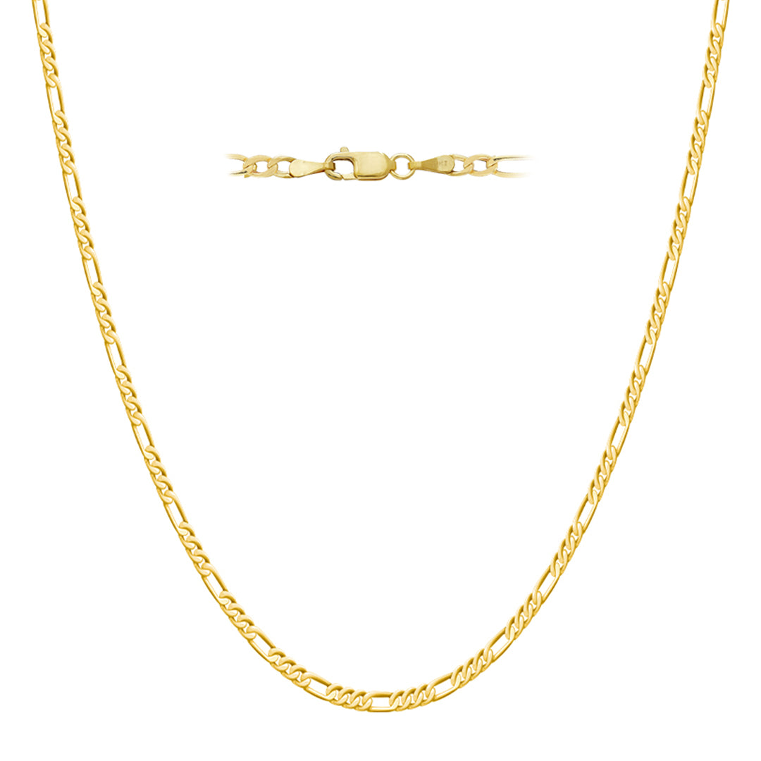 14K Yellow Gold 2.75MM Figaro Chain (18inch - 24 Inch)