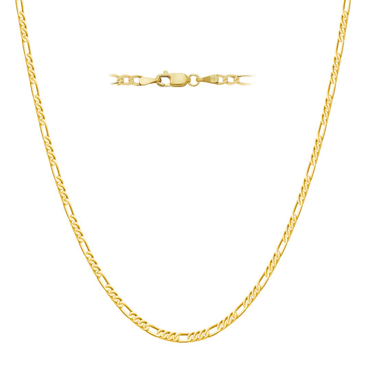 14K Yellow Gold 2.75MM Figaro Chain (18inch - 24 Inch)