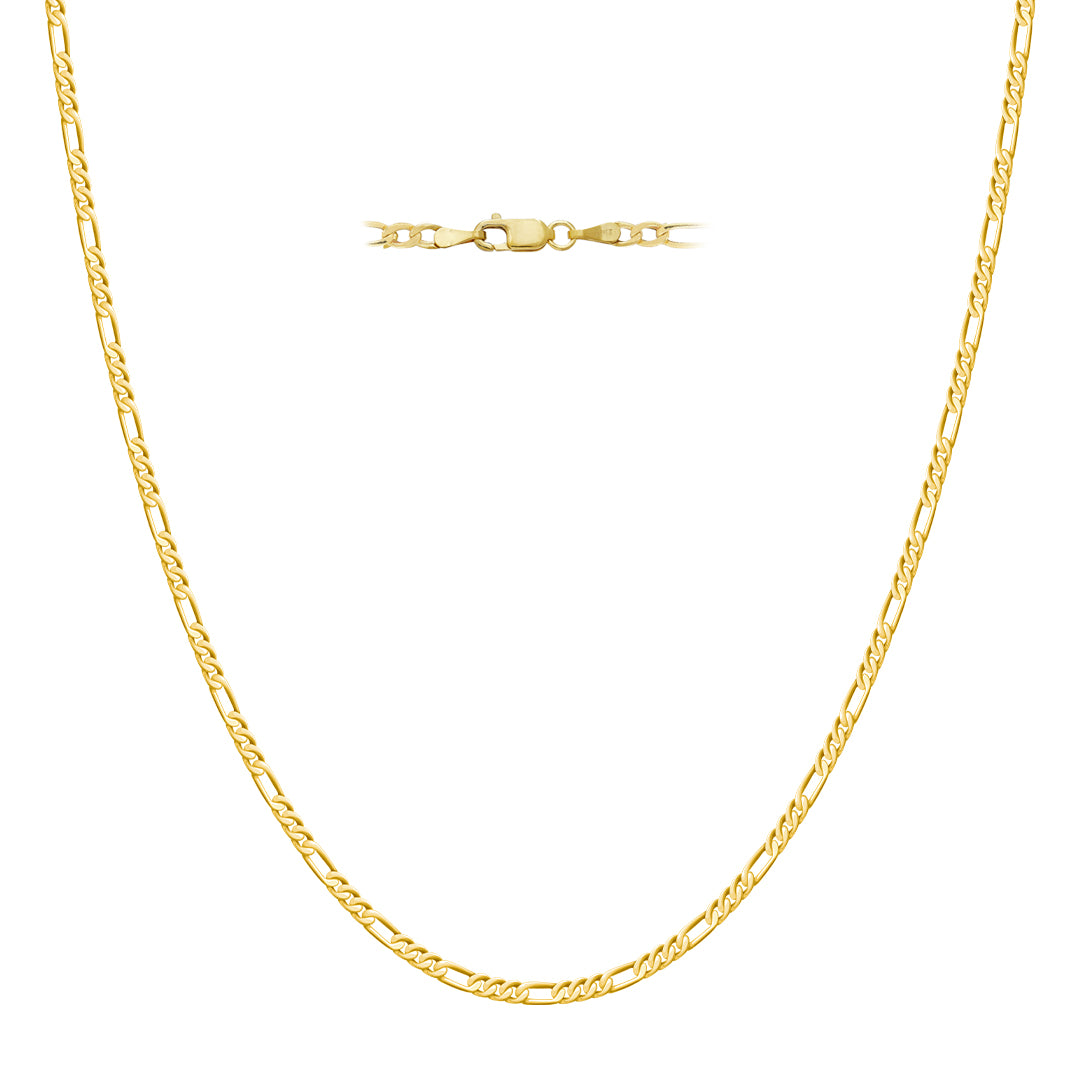 14k Yellow Gold 20" 2mm Diamond Cut Figaro Chain Necklace 1.7gm