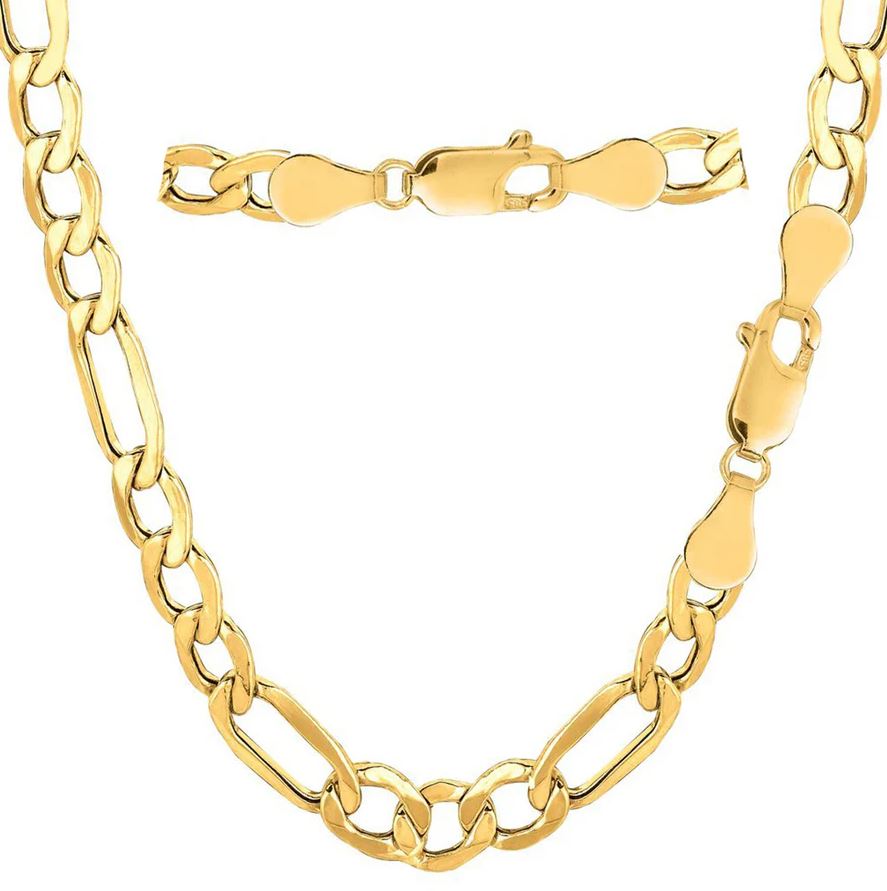 14K Yellow Gold 4MM Figaro Chain (20inch - 24 Inch)