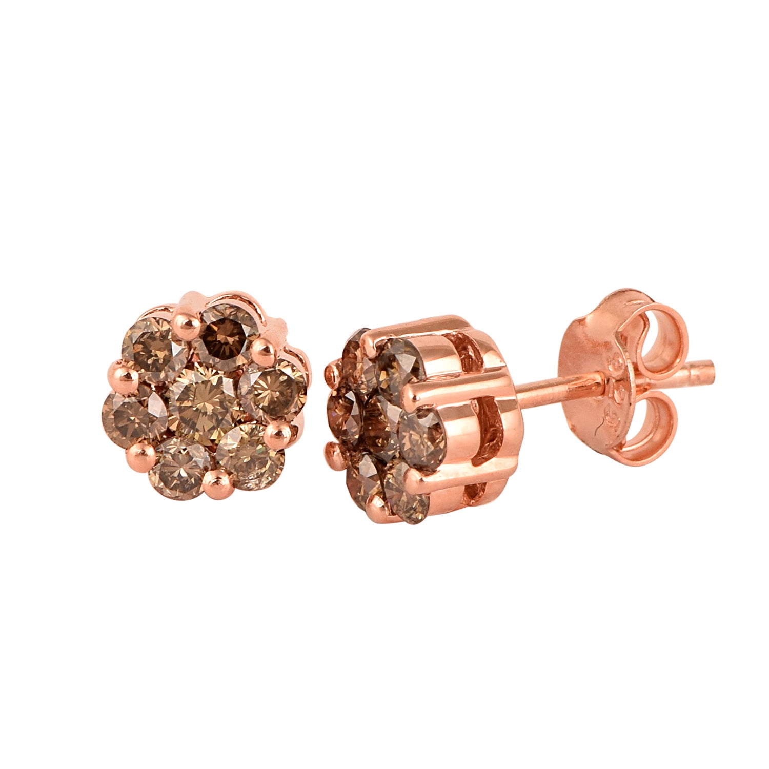 Champagne Diamond Pressure Set Flower Earring