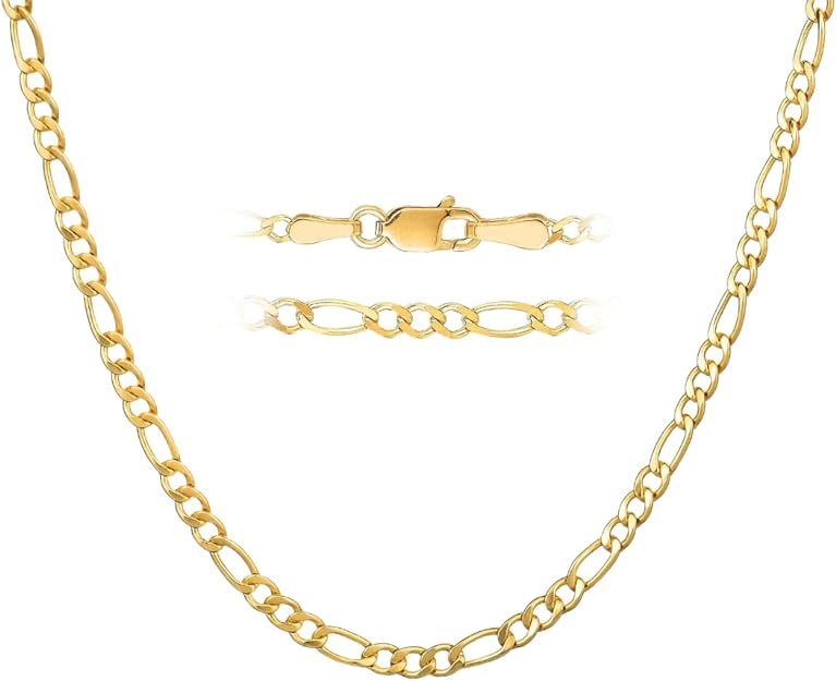 14K Yellow Gold 2.75MM Figaro Chain (18inch - 24 Inch)