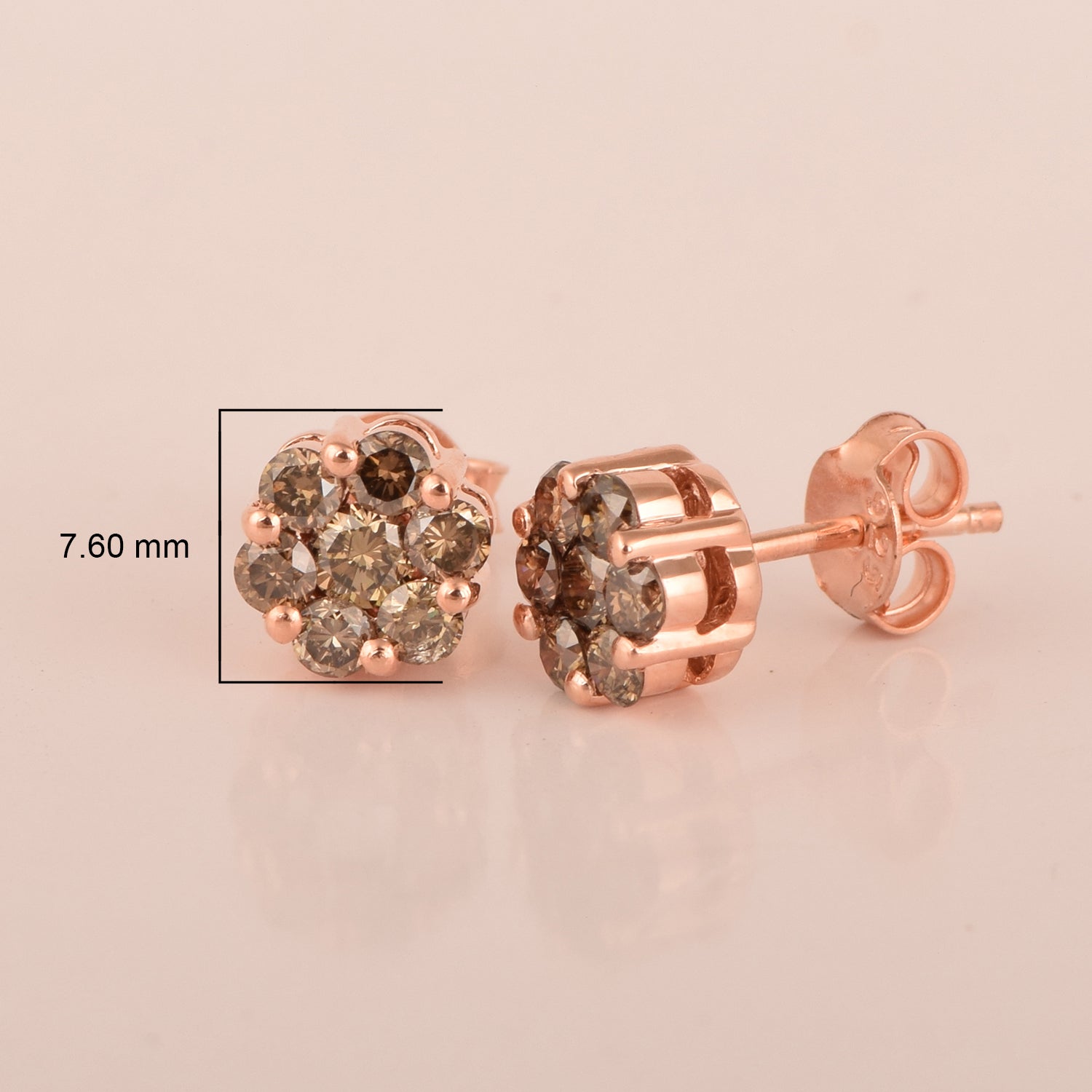 Champagne Diamond Pressure Set Flower Earring