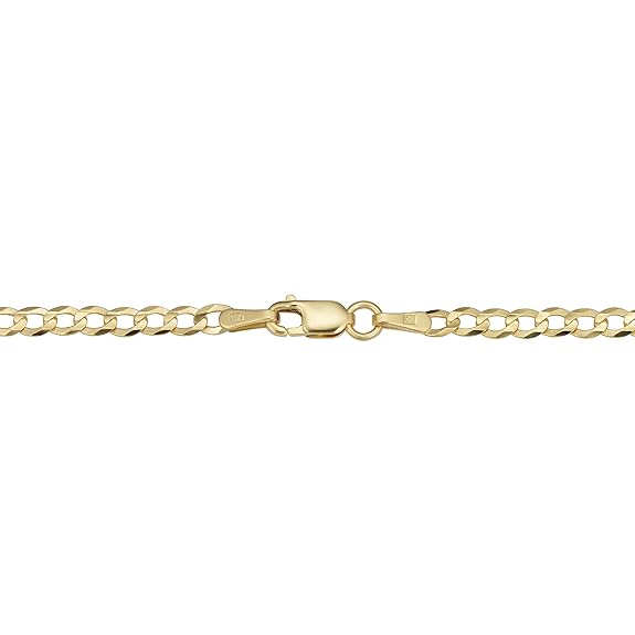 Real Yellow Gold 24 Inch Curb Chain Necklace