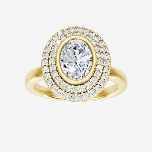 Oval Elegant Double Halo Ring