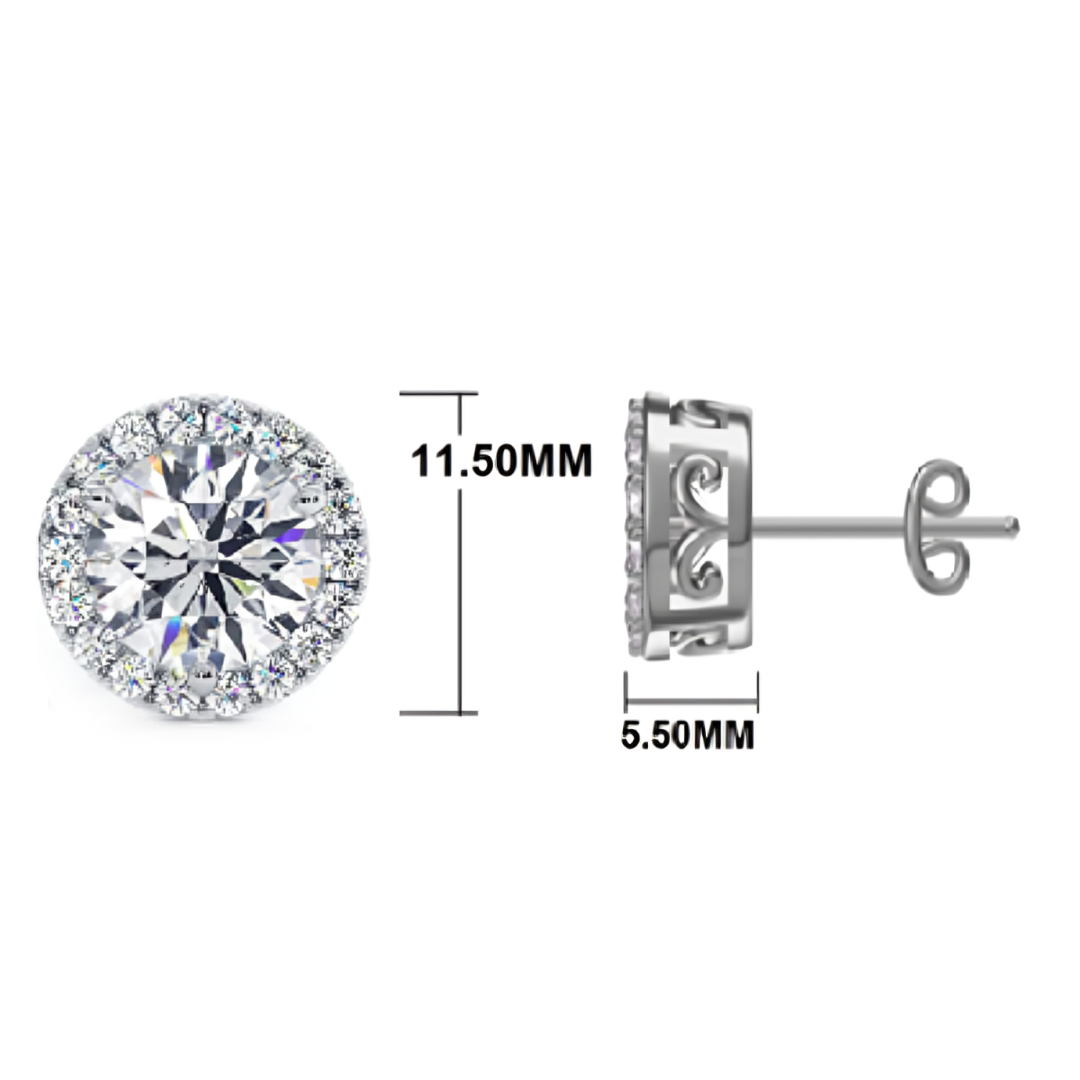 3.75CT Lab Grown Diamond Halo Earrings EF VVS2