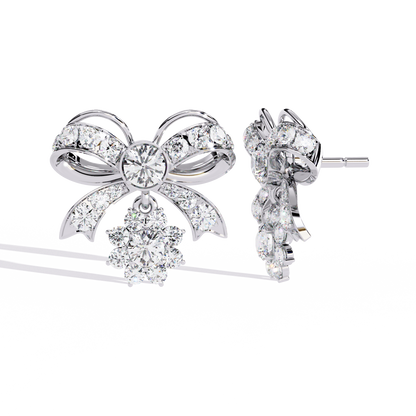 2.25CT Lab Grown Diamond Bow & Floral Stud Earrings