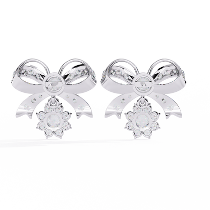 2.25CT Lab Grown Diamond Bow & Floral Stud Earrings