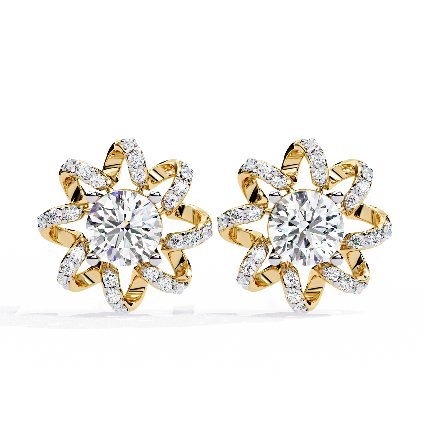 Radiant Floral Lab-Grown Diamond Stud Earrings