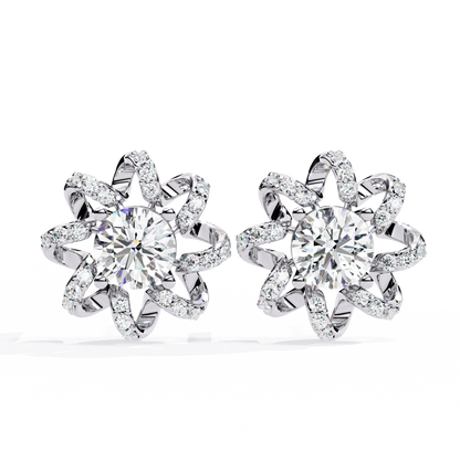 Radiant Floral Lab-Grown Diamond Stud Earrings