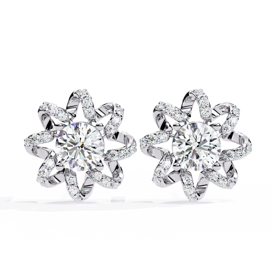 Radiant Floral Lab-Grown Diamond Stud Earrings