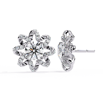 Radiant Floral Lab-Grown Diamond Stud Earrings