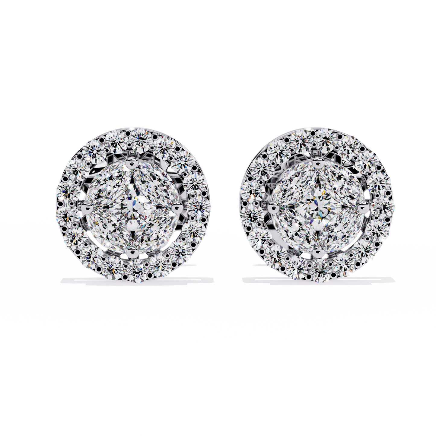 Luxurious Halo Lab-Grown Diamond Stud Earrings