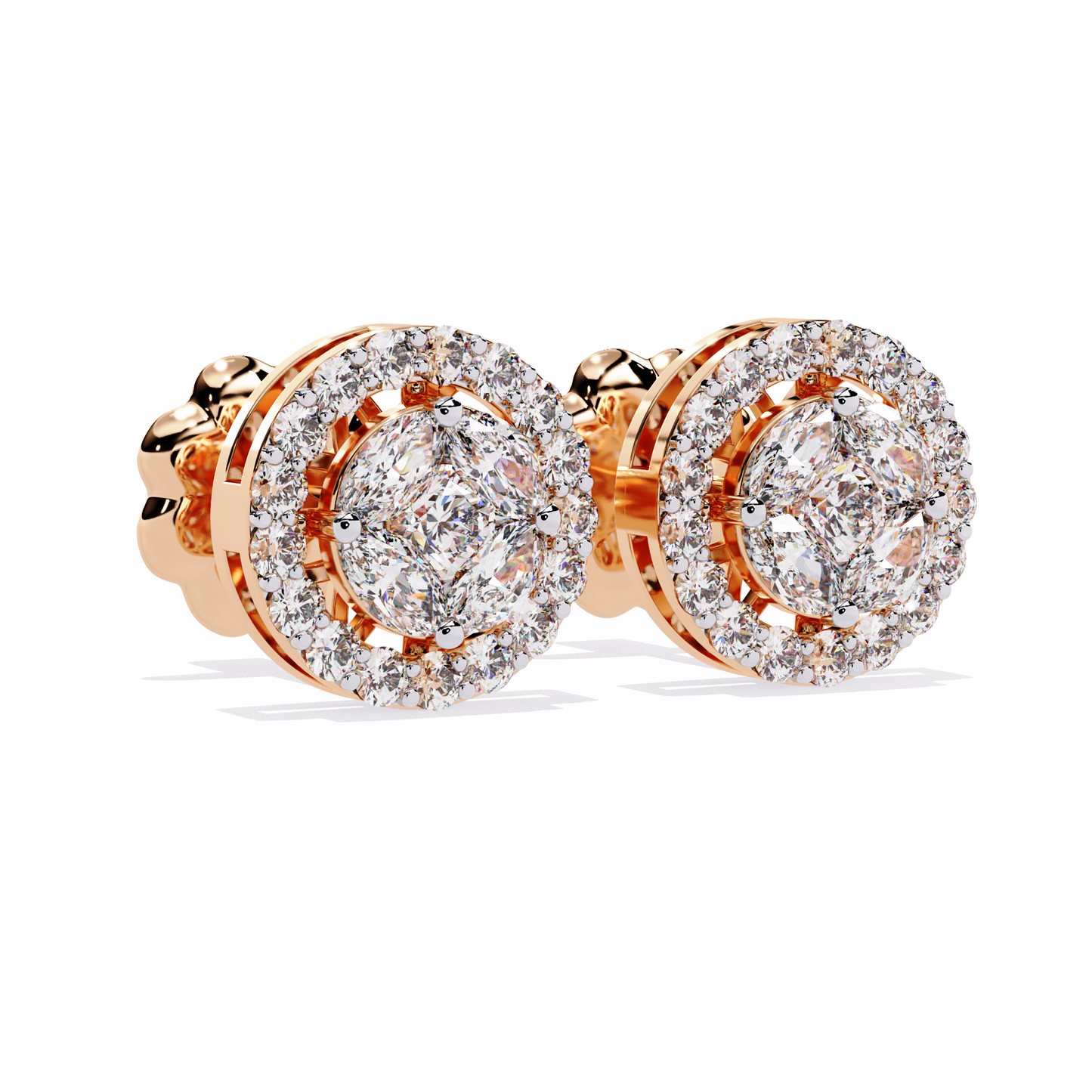 Luxurious Halo Lab-Grown Diamond Stud Earrings