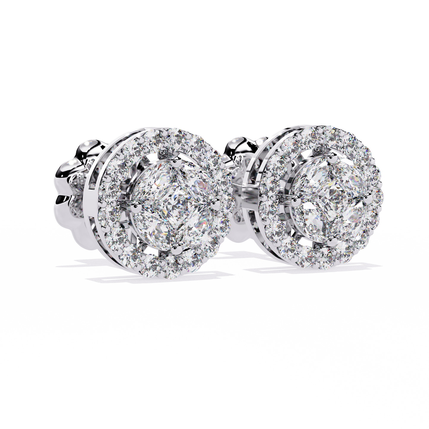 Luxurious Halo Lab-Grown Diamond Stud Earrings