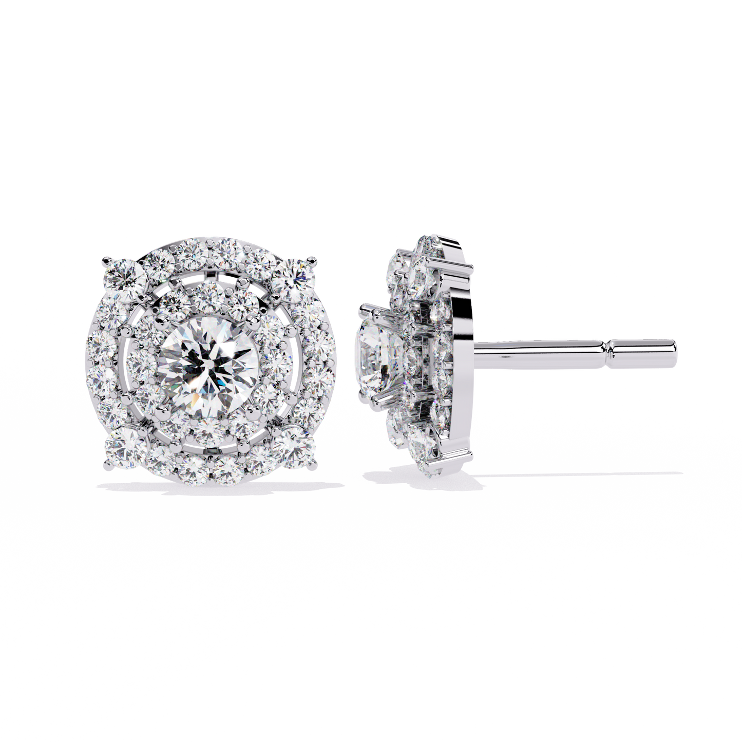 Classic Halo Lab-Grown Diamond Stud Earrings