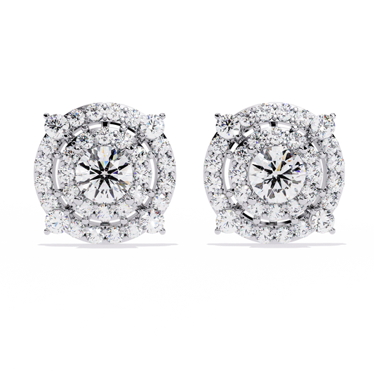 Classic Halo Lab-Grown Diamond Stud Earrings