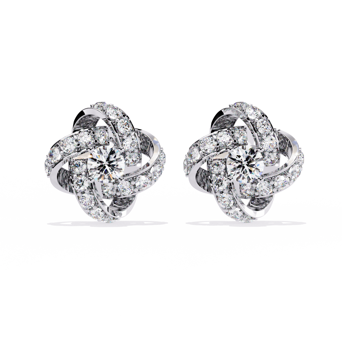 Enchanting Floral Swirl Lab-Grown Diamond Stud Earrings