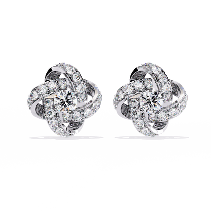 Enchanting Floral Swirl Lab-Grown Diamond Stud Earrings