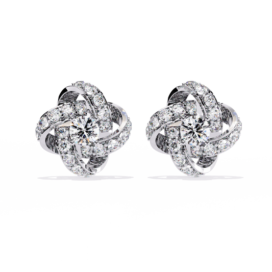 Enchanting Floral Swirl Lab-Grown Diamond Stud Earrings