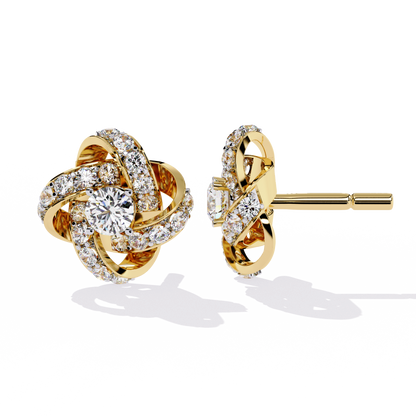 Enchanting Floral Swirl Lab-Grown Diamond Stud Earrings