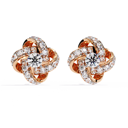 Enchanting Floral Swirl Lab-Grown Diamond Stud Earrings