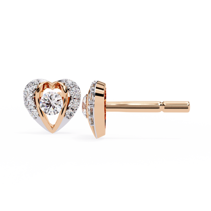 Romantic Heart Lab-Grown Diamond Stud Earrings