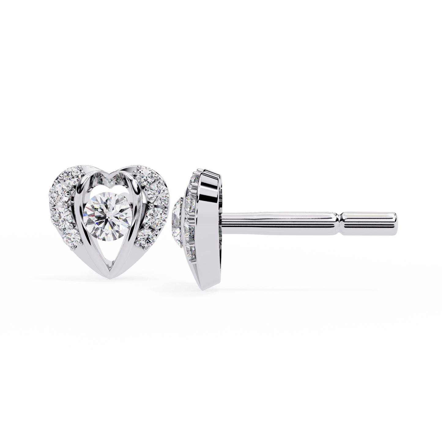 Romantic Heart Lab-Grown Diamond Stud Earrings