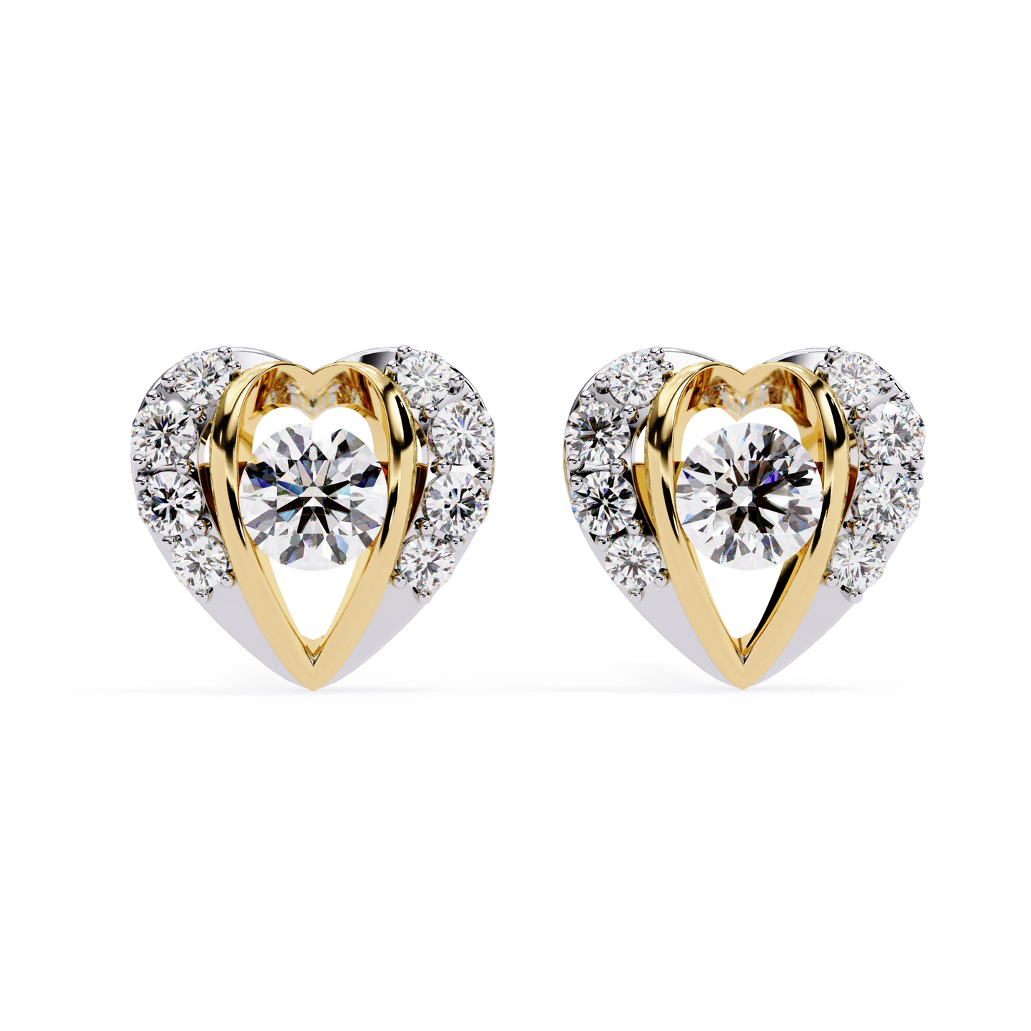 Romantic Heart Lab-Grown Diamond Stud Earrings