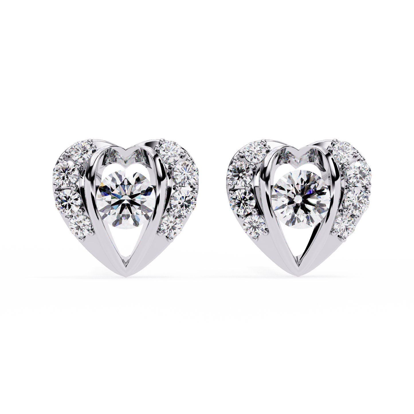 Romantic Heart Lab-Grown Diamond Stud Earrings