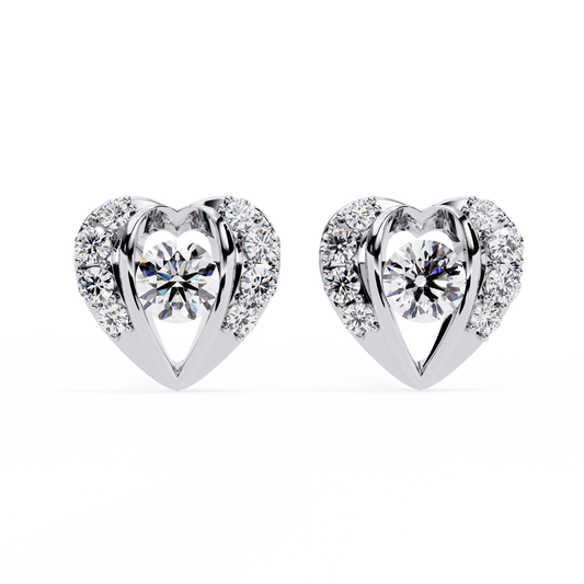 Romantic Heart Lab-Grown Diamond Stud Earrings