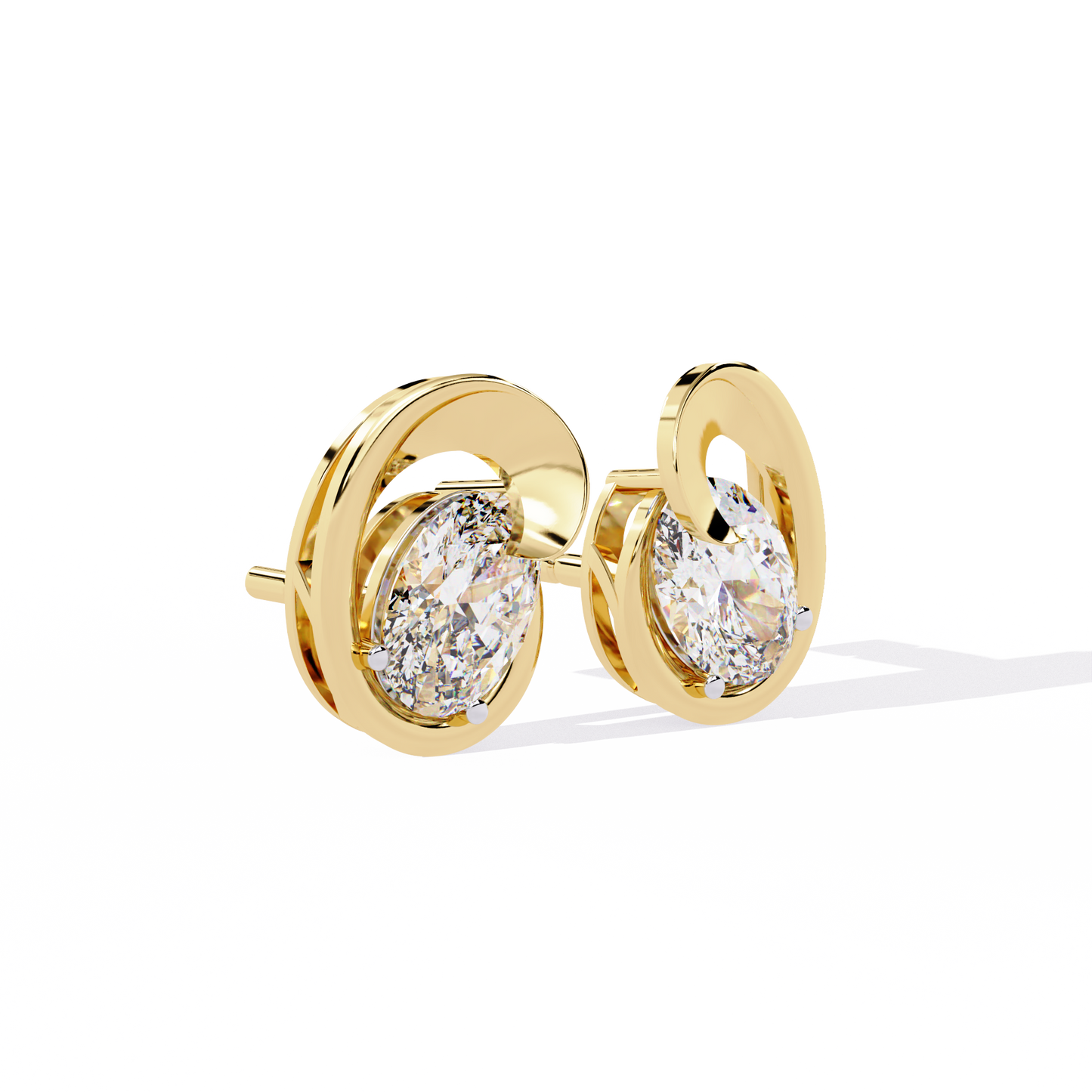 Contemporary Swirl Lab-Grown Diamond Stud Earrings