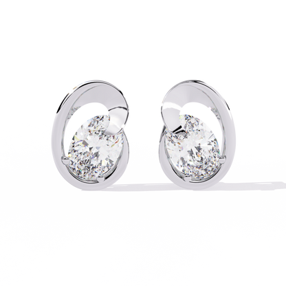 Contemporary Swirl Lab-Grown Diamond Stud Earrings