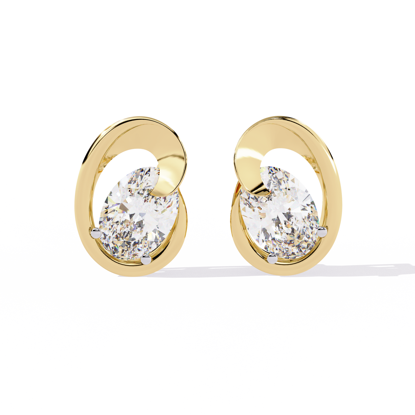 Contemporary Swirl Lab-Grown Diamond Stud Earrings