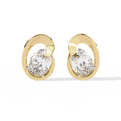 Contemporary Swirl Lab-Grown Diamond Stud Earrings