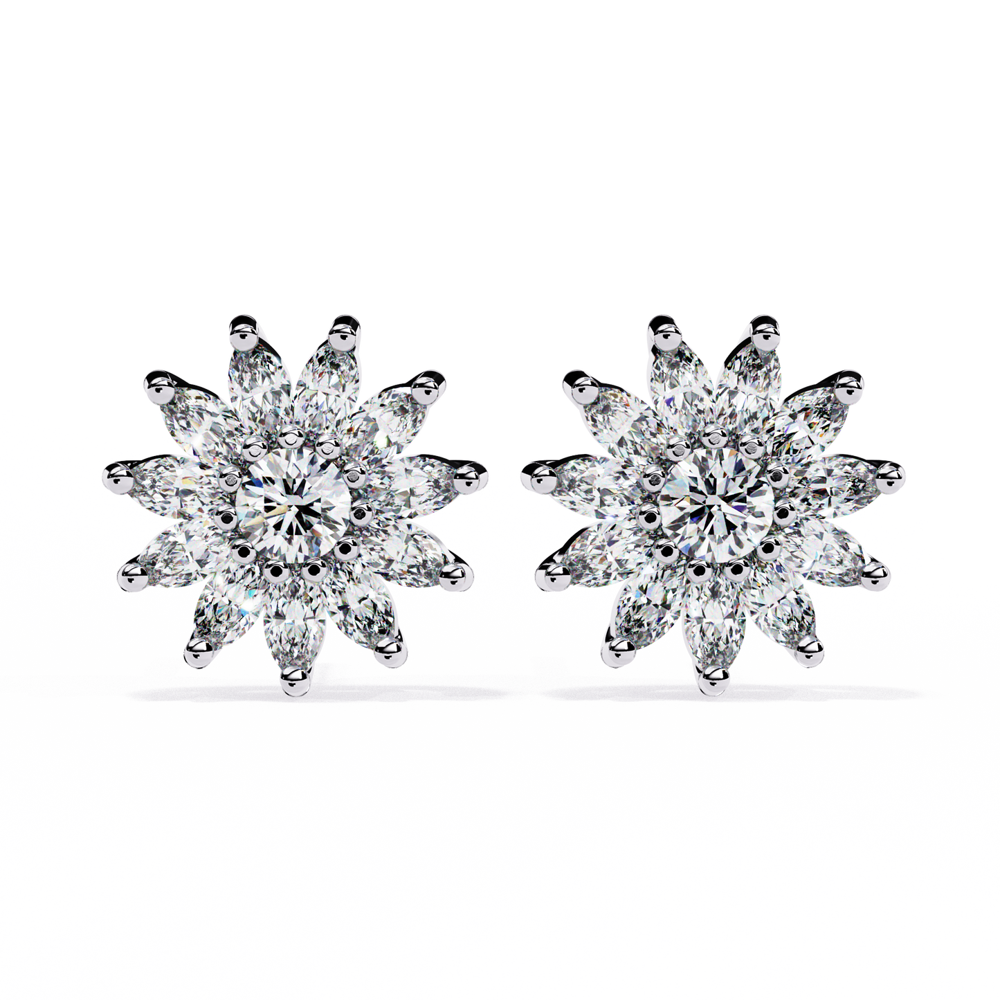 Floral Marquise Lab Grown Diamond Stud Earrings