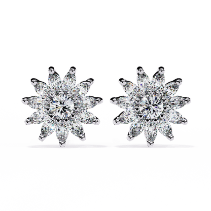 Floral Marquise Lab Grown Diamond Stud Earrings