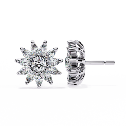 Floral Marquise Lab Grown Diamond Stud Earrings