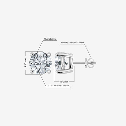 1.00ct Lab Grown Diamond Stud Earring