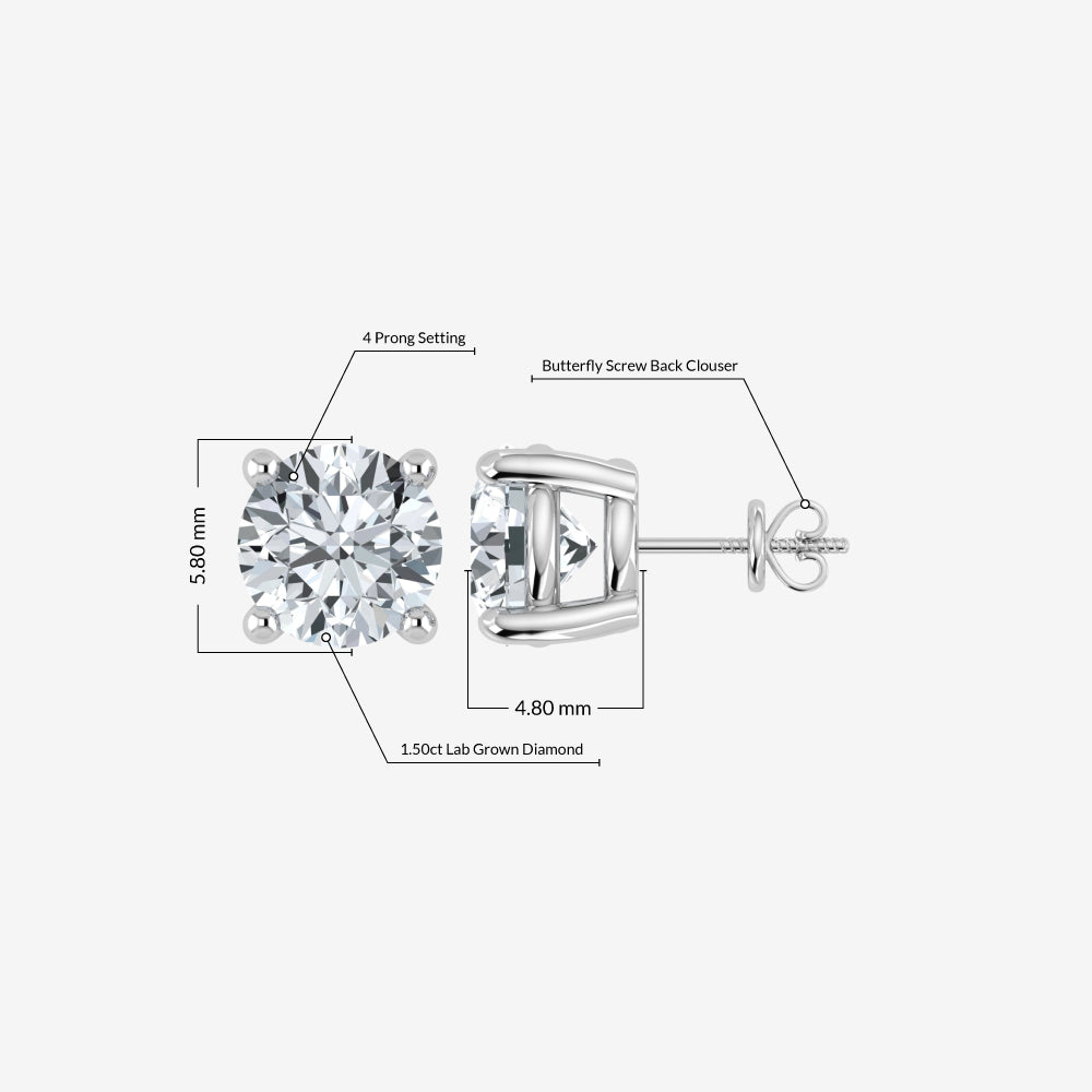 1.50ct Lab Grown Diamond Stud Earring